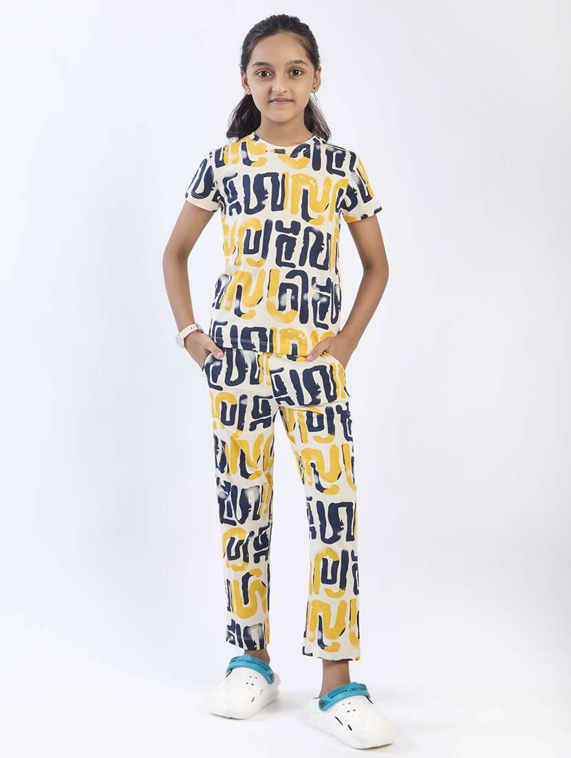 girls printed top & trouser co-ord set - 22146682 - Standard Image - 4