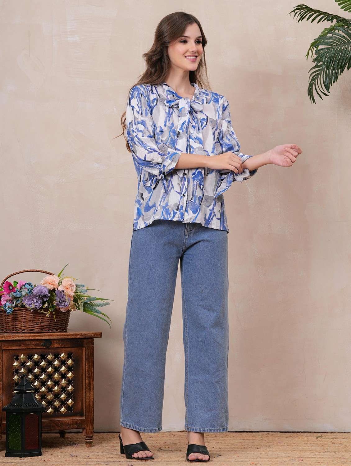 women printed three quarter sleeve regular shirt - 22146691 - Standard Image - 4