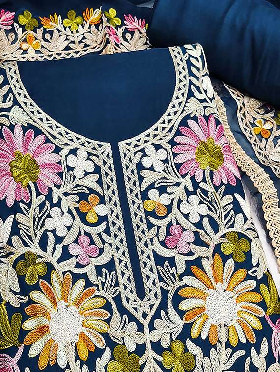 women solid with work unstitched suit set - 22146705 -  Standard Image - 1