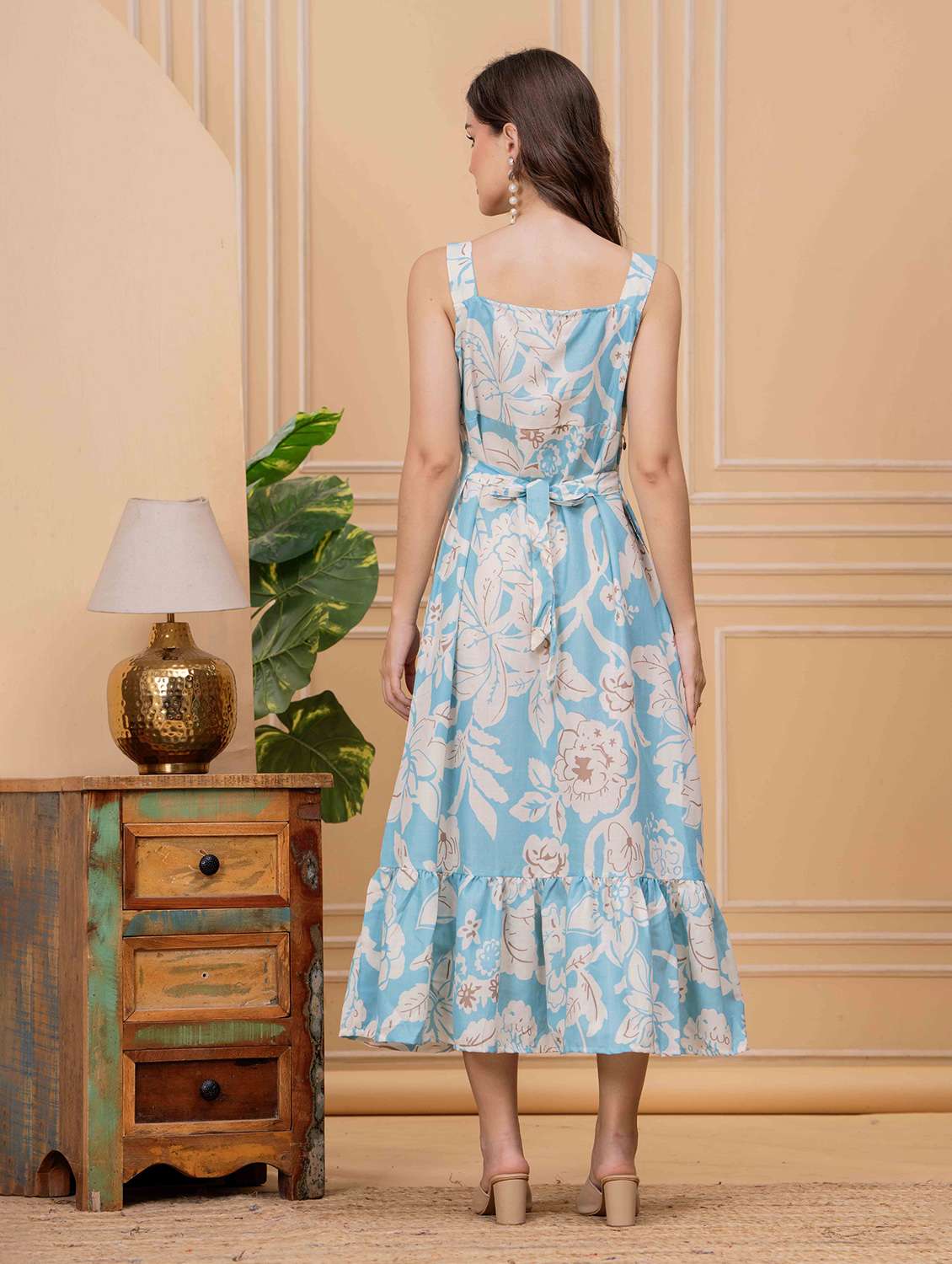 women floral sleeveless tiered ethnic dress - 22146769 -  Standard Image - 4