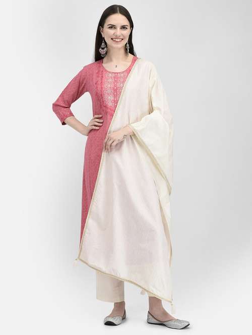 women embroidered three quarter sleeve a-line kurta - 22146785 -  Standard Image - 0