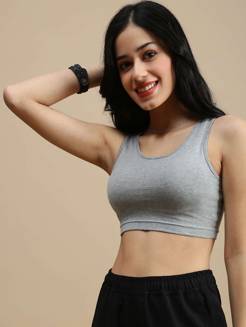 women solid sleeveless crop top - 22146876 -  Standard Image - 1