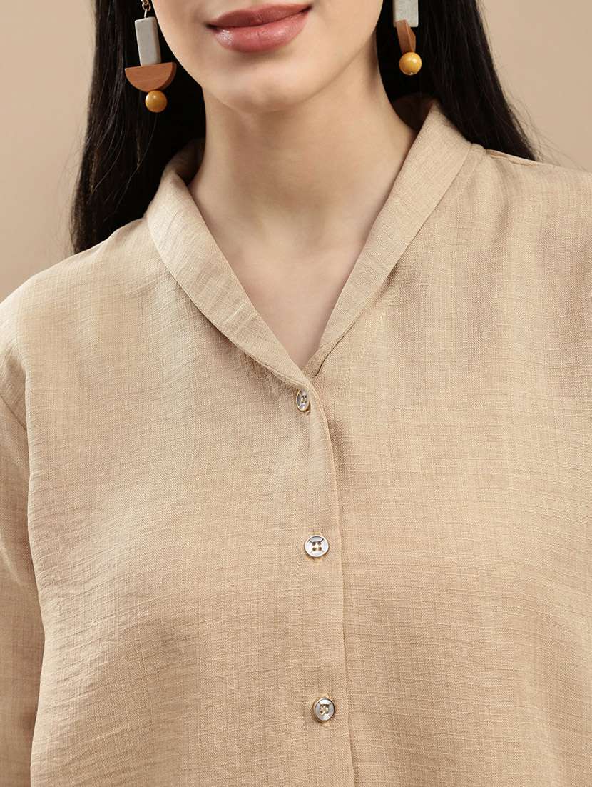 women solid long sleeve regular shirt - 22146889 -  Standard Image - 4