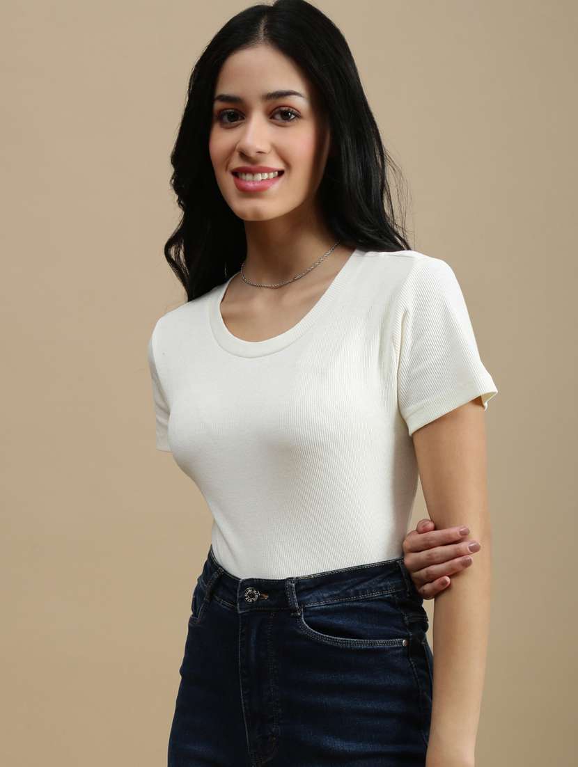 women white solid short sleeve top - 22146900 -  Standard Image - 1