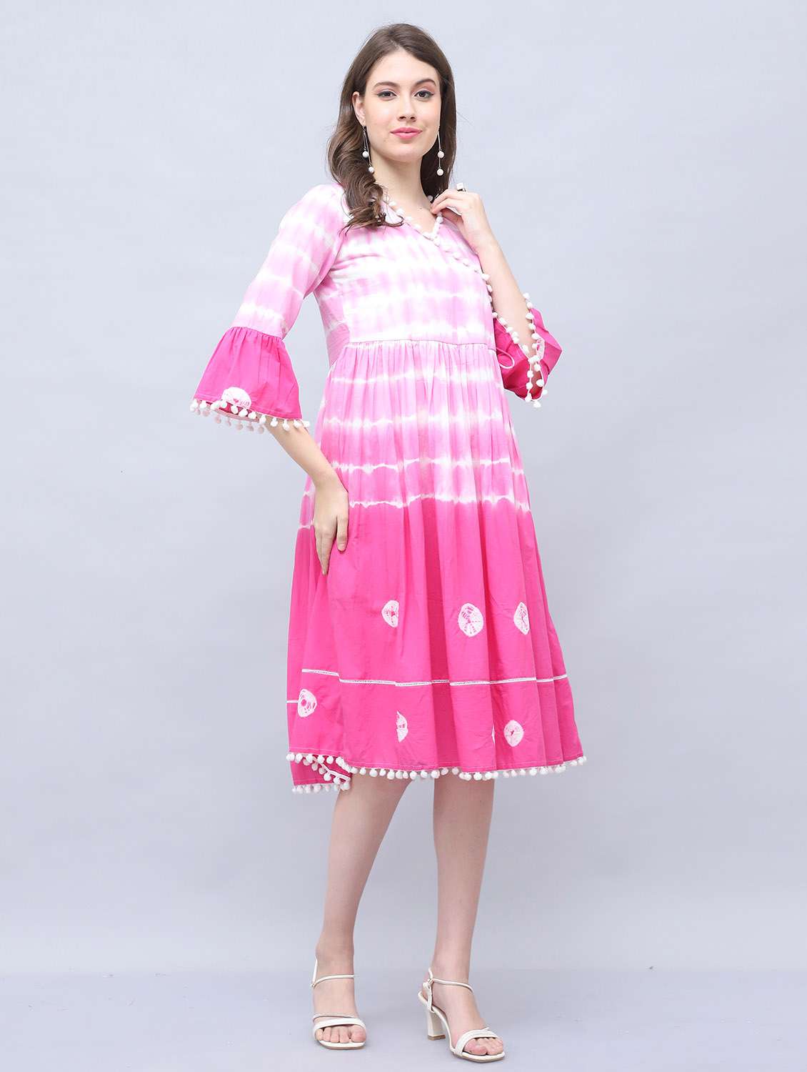 women printed three quarter sleeve dress - 22146923 -  Standard Image - 1