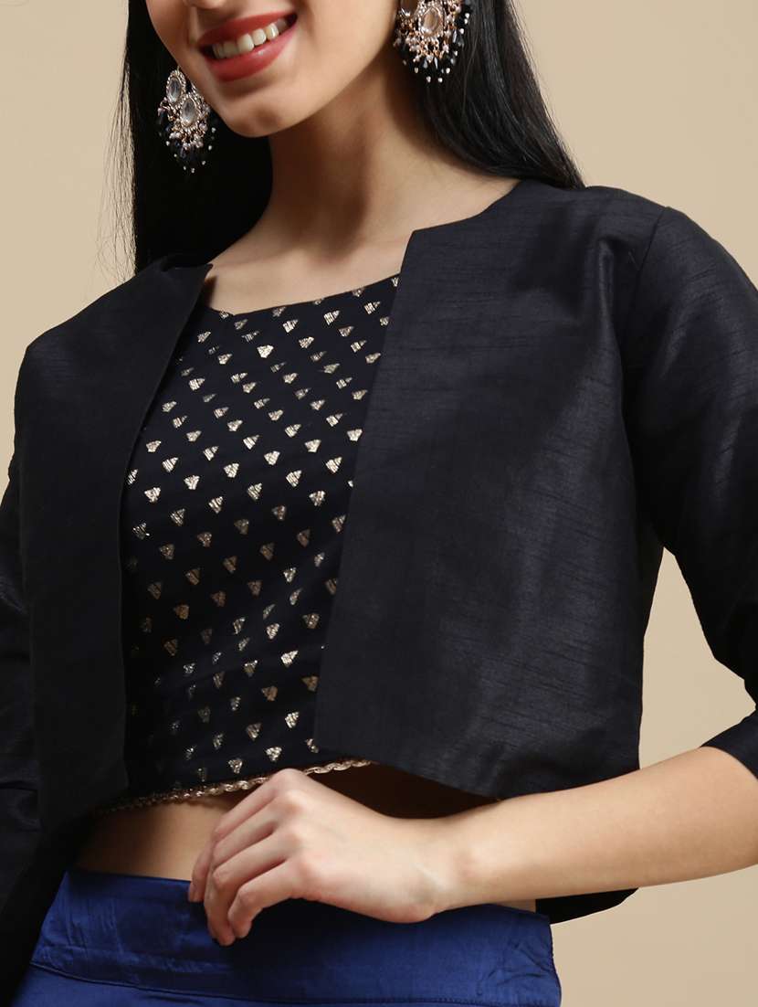 women solid three quarter sleeve ethnic jacket - 22146956 -  Standard Image - 4