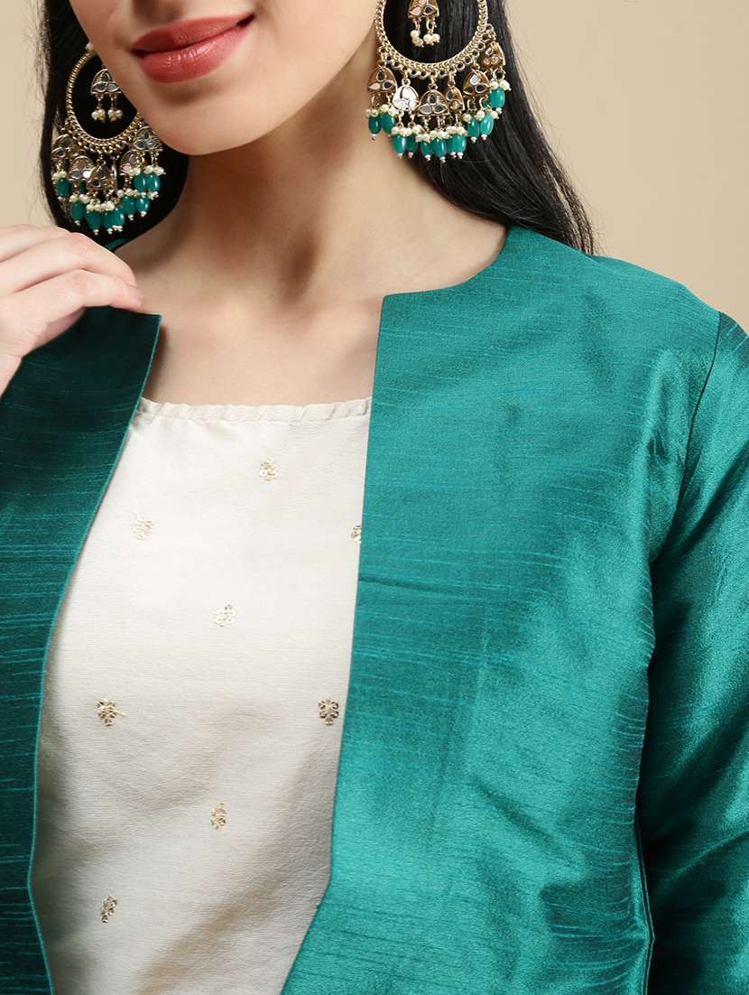 women solid three quarter sleeve ethnic jacket - 22146957 -  Standard Image - 4