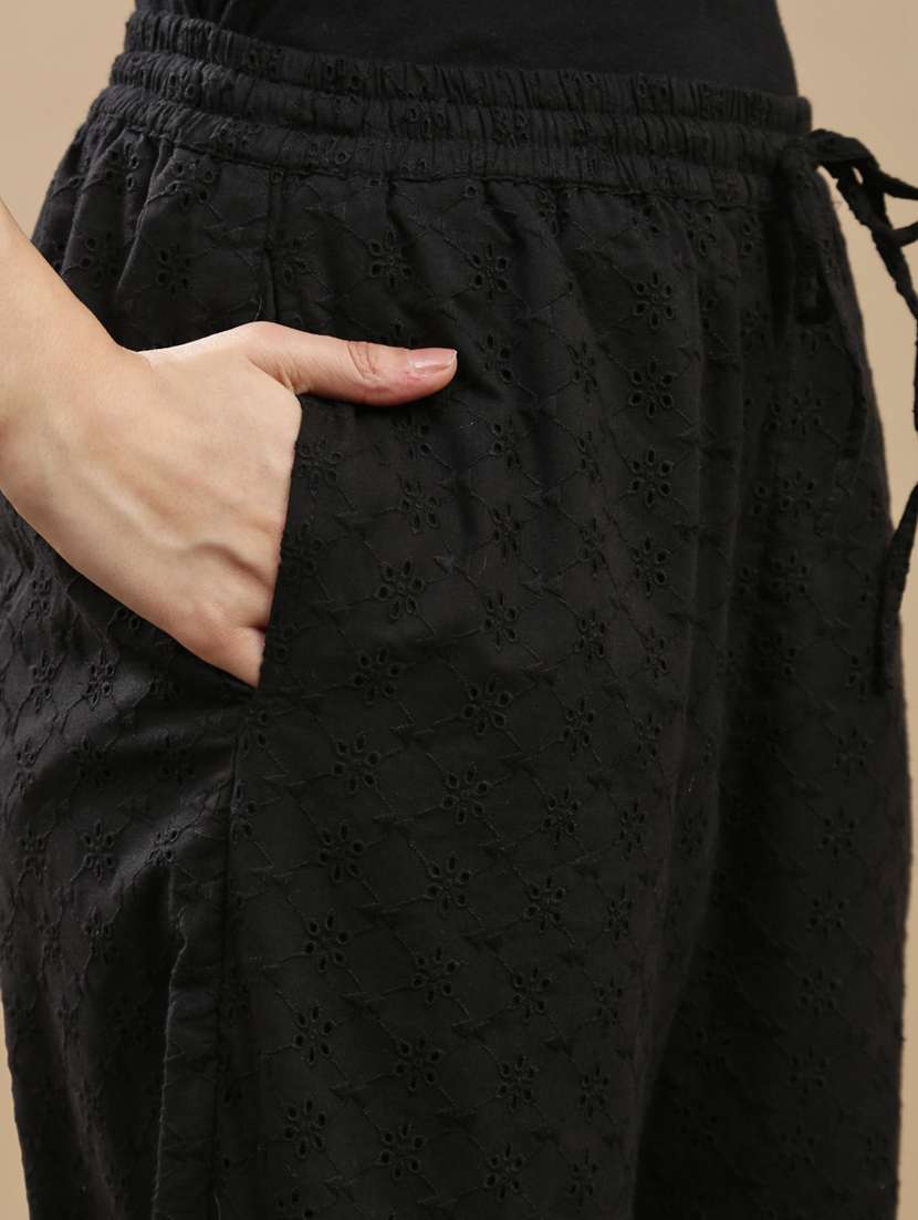 women solid high rise wide leg trouser - 22146963 -  Standard Image - 4