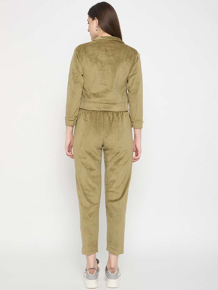 women solid long sleeve winter wear co-ord set - 22146967 -  Standard Image - 4