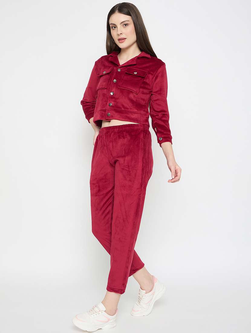 women solid long sleeve winter wear co-ord set - 22146969 -  Standard Image - 1