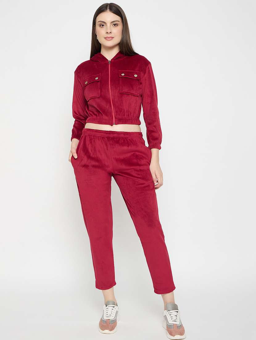 women solid long sleeve winter wear co-ord set - 22146975 -  Standard Image - 1