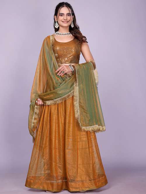women solid flared semi-stitched lehenga - 22147134 -  Standard Image - 0