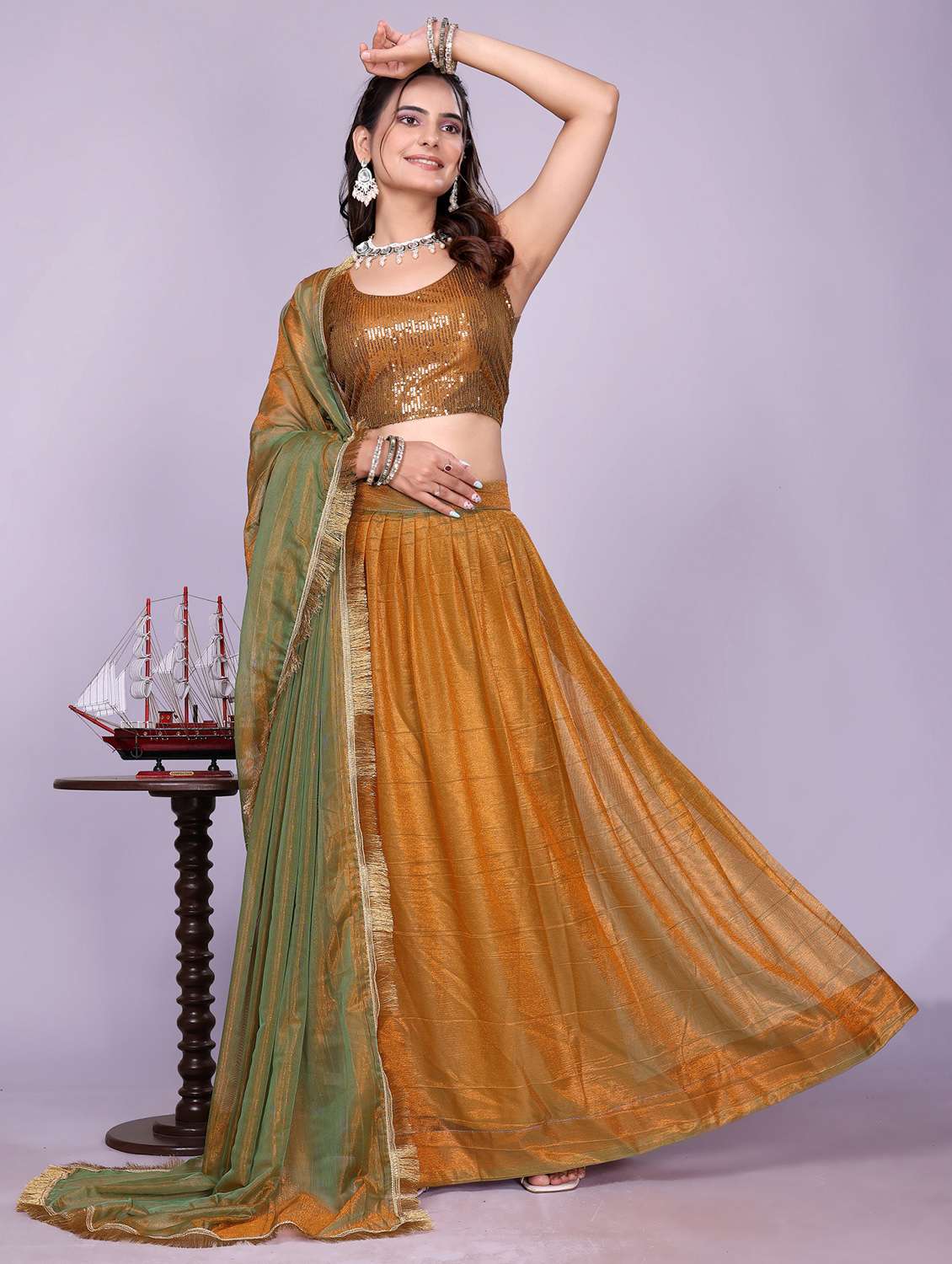 women solid flared semi-stitched lehenga - 22147134 -  Standard Image - 1