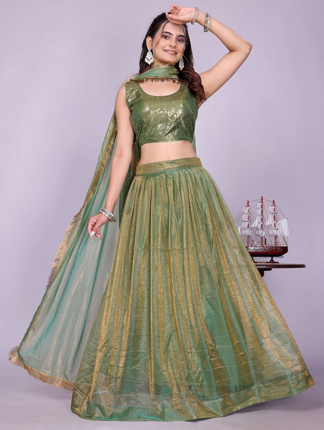 women solid flared semi-stitched lehenga - 22147135 -  Standard Image - 1