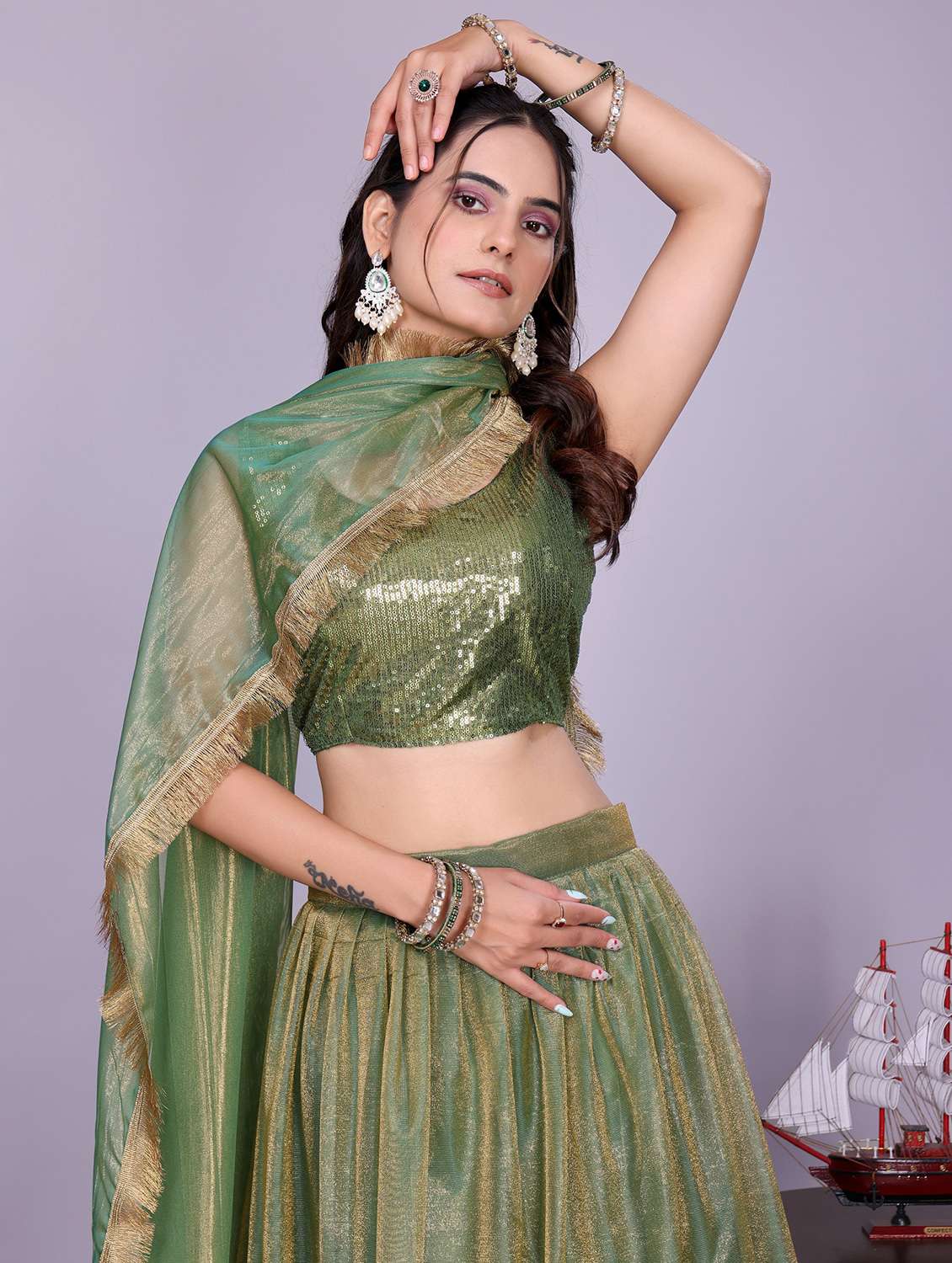 women solid flared semi-stitched lehenga - 22147135 -  Standard Image - 4