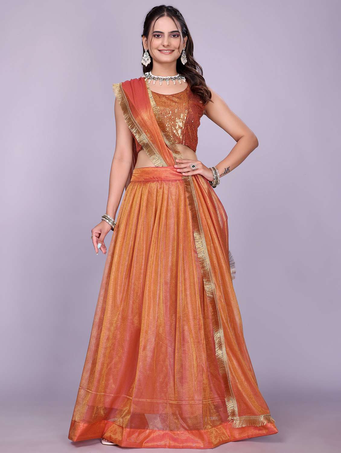women solid flared semi-stitched lehenga - 22147136 -  Standard Image - 1