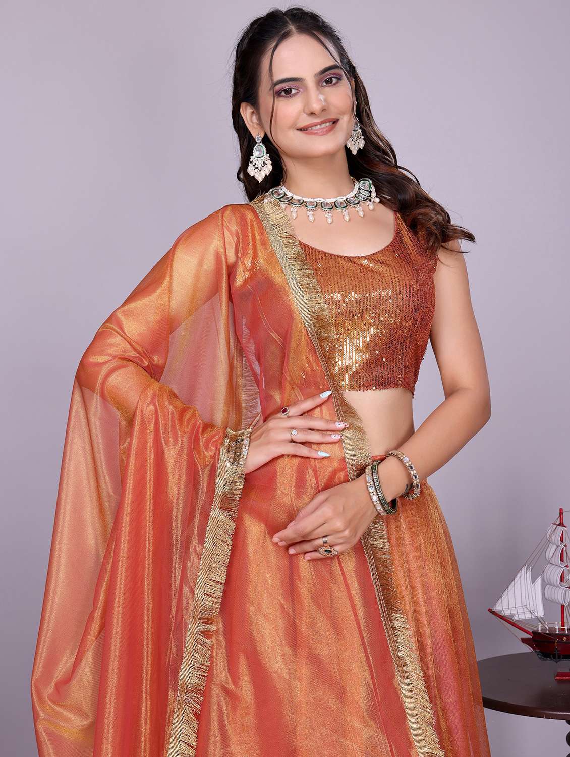 women solid flared semi-stitched lehenga - 22147136 -  Standard Image - 4