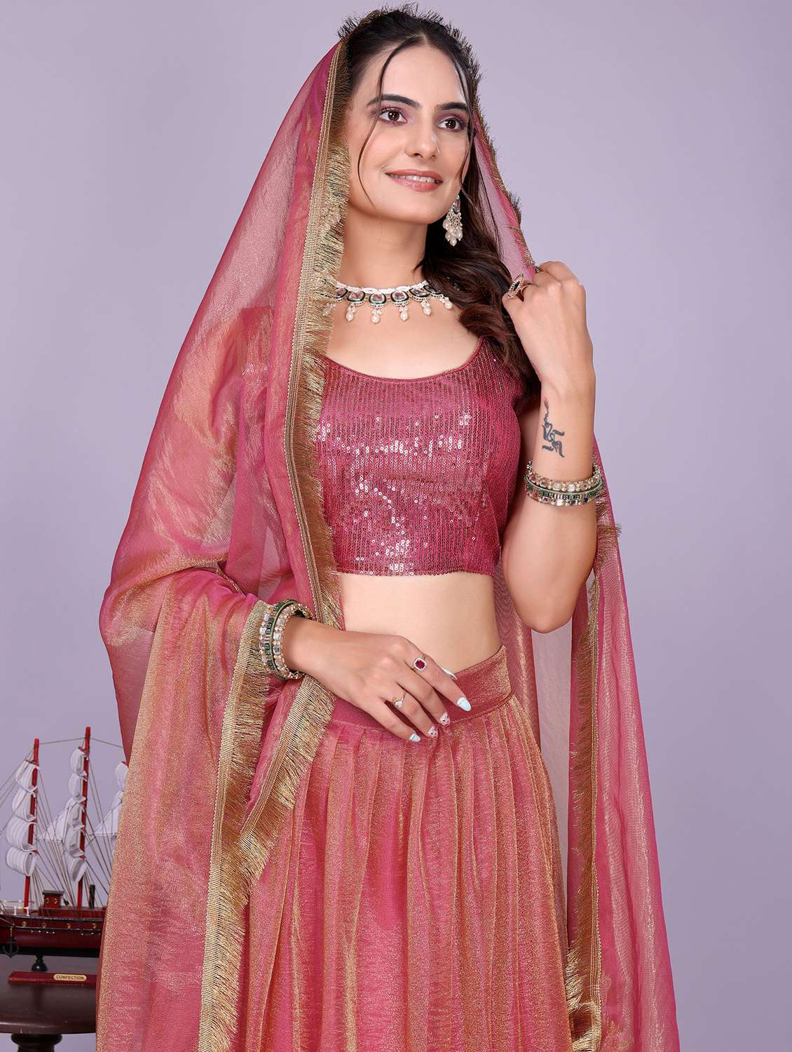 women solid flared semi-stitched lehenga - 22147137 -  Standard Image - 4