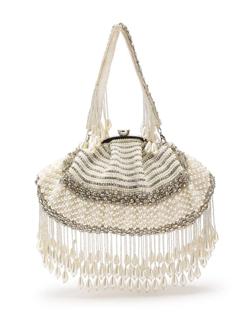embellished off white velvet party clutch - 22147165 -  Standard Image - 1