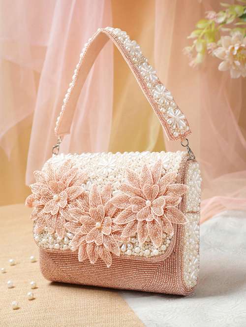 floral embellished clutch with bead handle - 22147166 -  Standard Image - 0