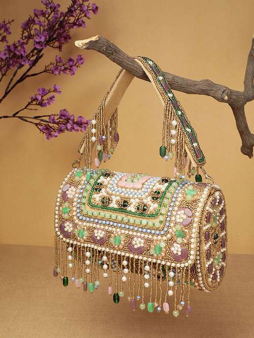 embellished gold velvet party clutch - 22147168 - Standard Image - 0