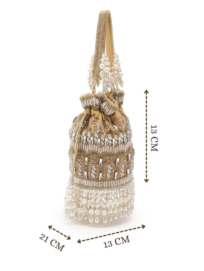 embellished velvet potli with drawstring closure - 22147172 -  Standard Image - 6