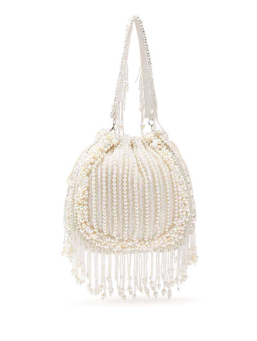 embellished pearl off white potli party - 22147173 -  Standard Image - 1