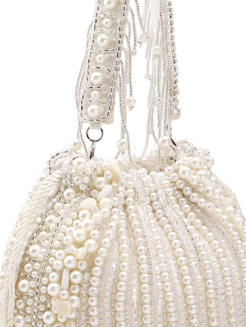 embellished pearl off white potli party - 22147173 -  Standard Image - 4