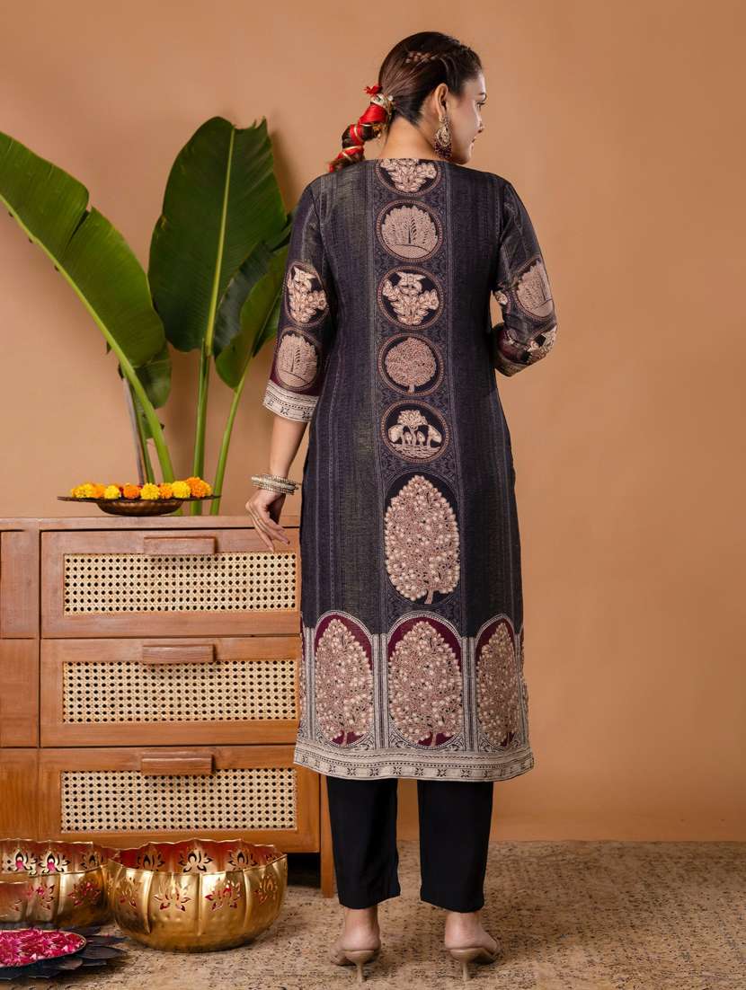 women printed three quarter sleeve kurta pant with dupatta set - 22147211 -  Standard Image - 4