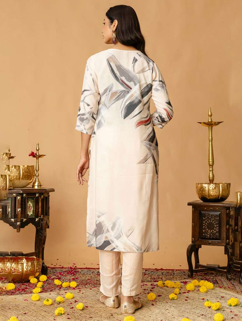 women printed three quarter sleeve kurta pant with dupatta set - 22147213 -  Standard Image - 4