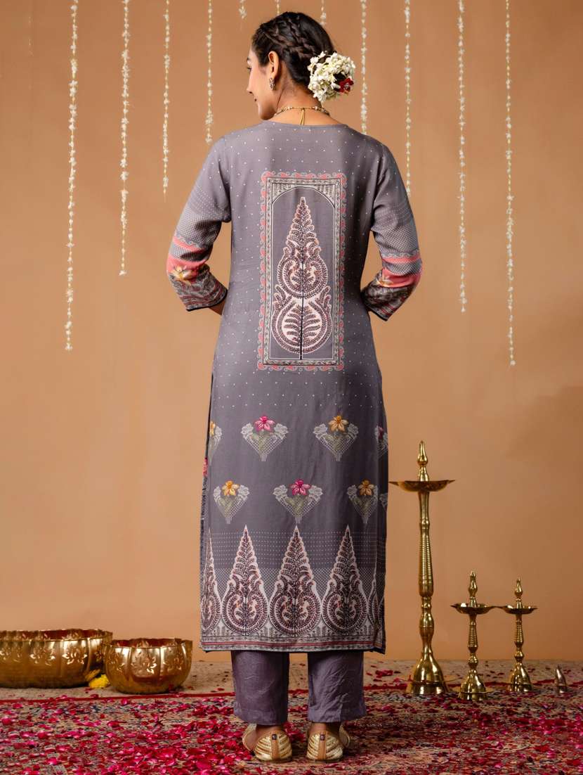 women printed three quarter sleeve kurta pant with dupatta set - 22147214 -  Standard Image - 4