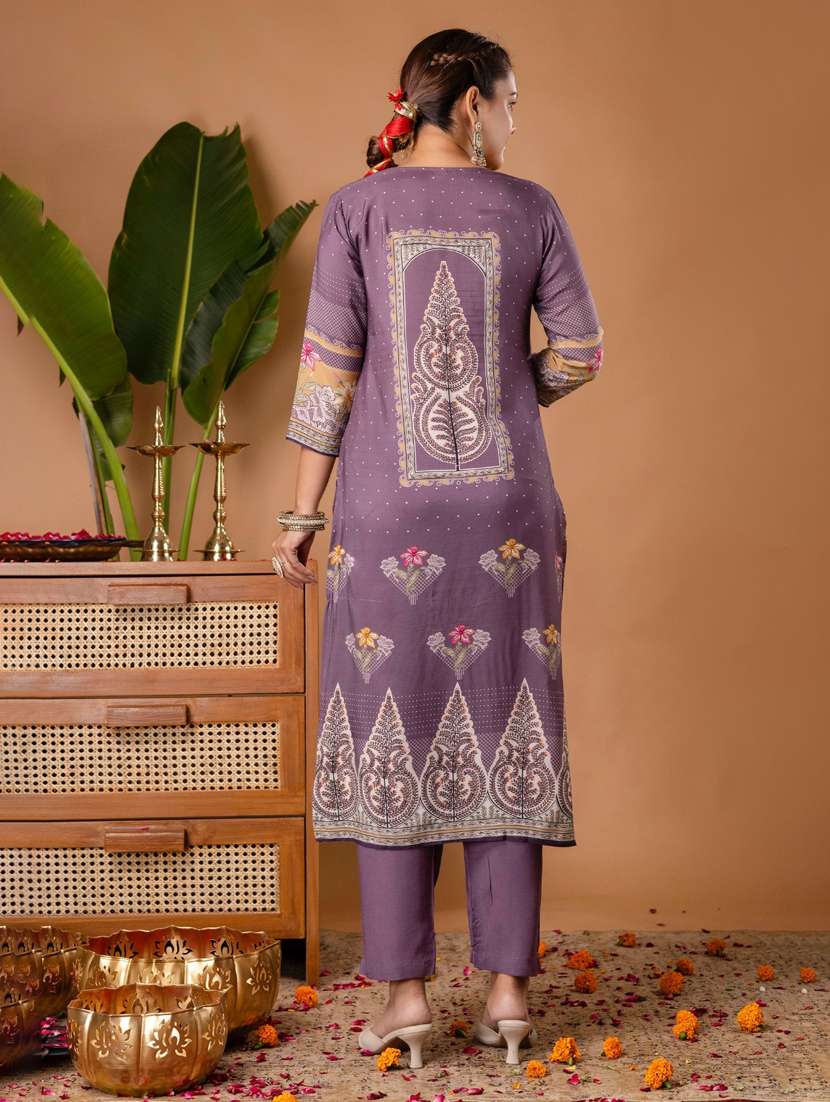 women printed three quarter sleeve kurta pant with dupatta set - 22147215 -  Standard Image - 4