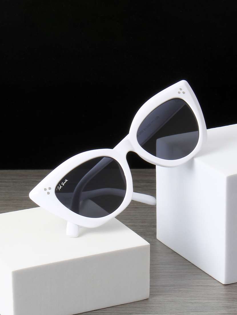 ted smith women cat eye white black sunglasses with uv protected lenses