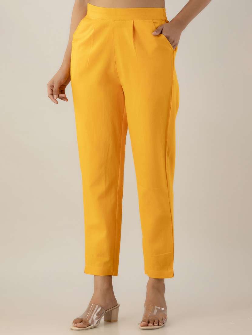 women solid mid rise cigarette pants  - 22147234 -  Standard Image - 1