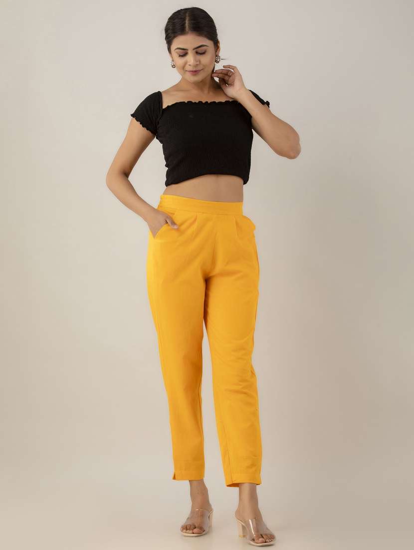 women solid mid rise cigarette pants  - 22147234 -  Standard Image - 4