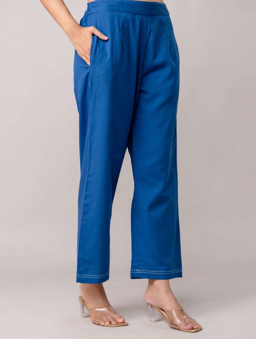 women solid mid rise straight trouser - 22147235 -  Standard Image - 1