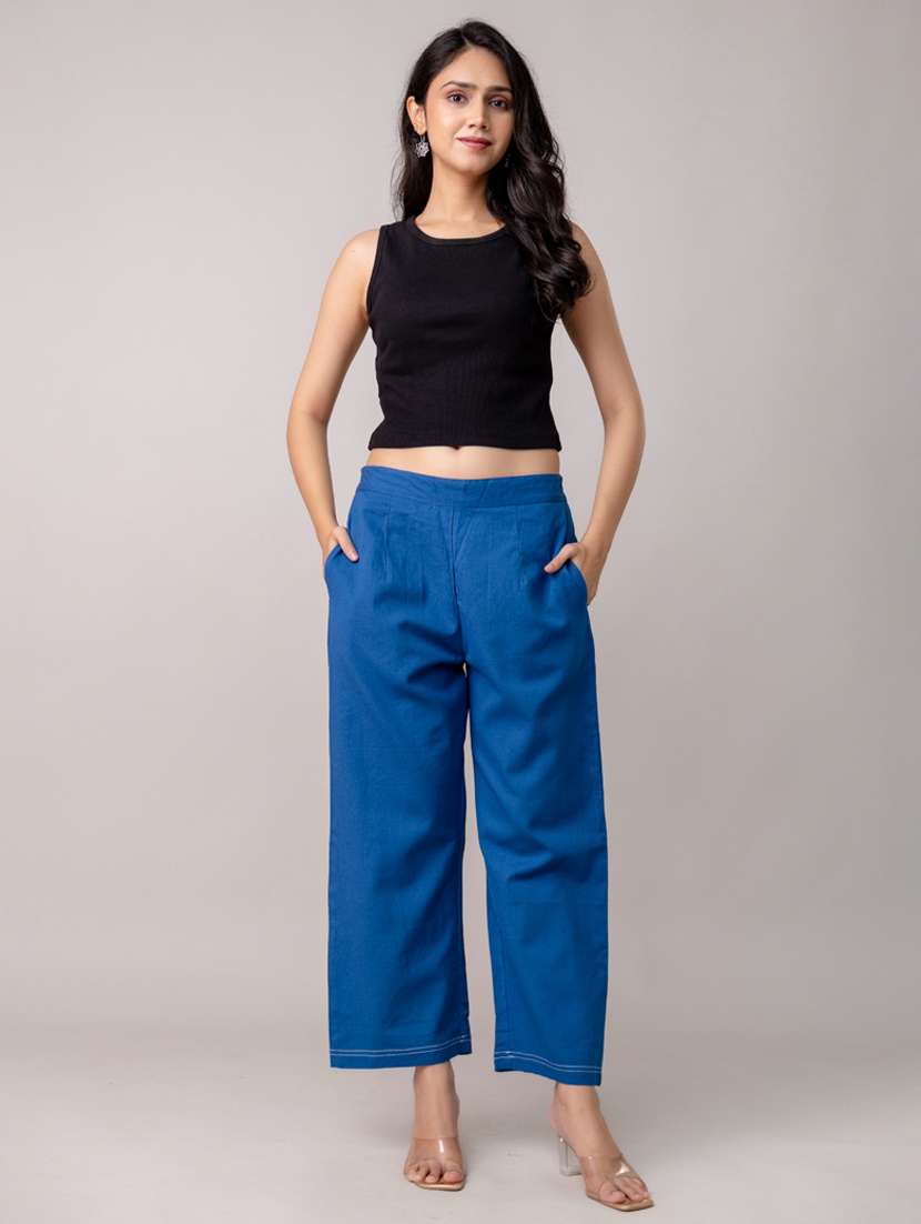 women solid mid rise straight trouser - 22147235 -  Standard Image - 4