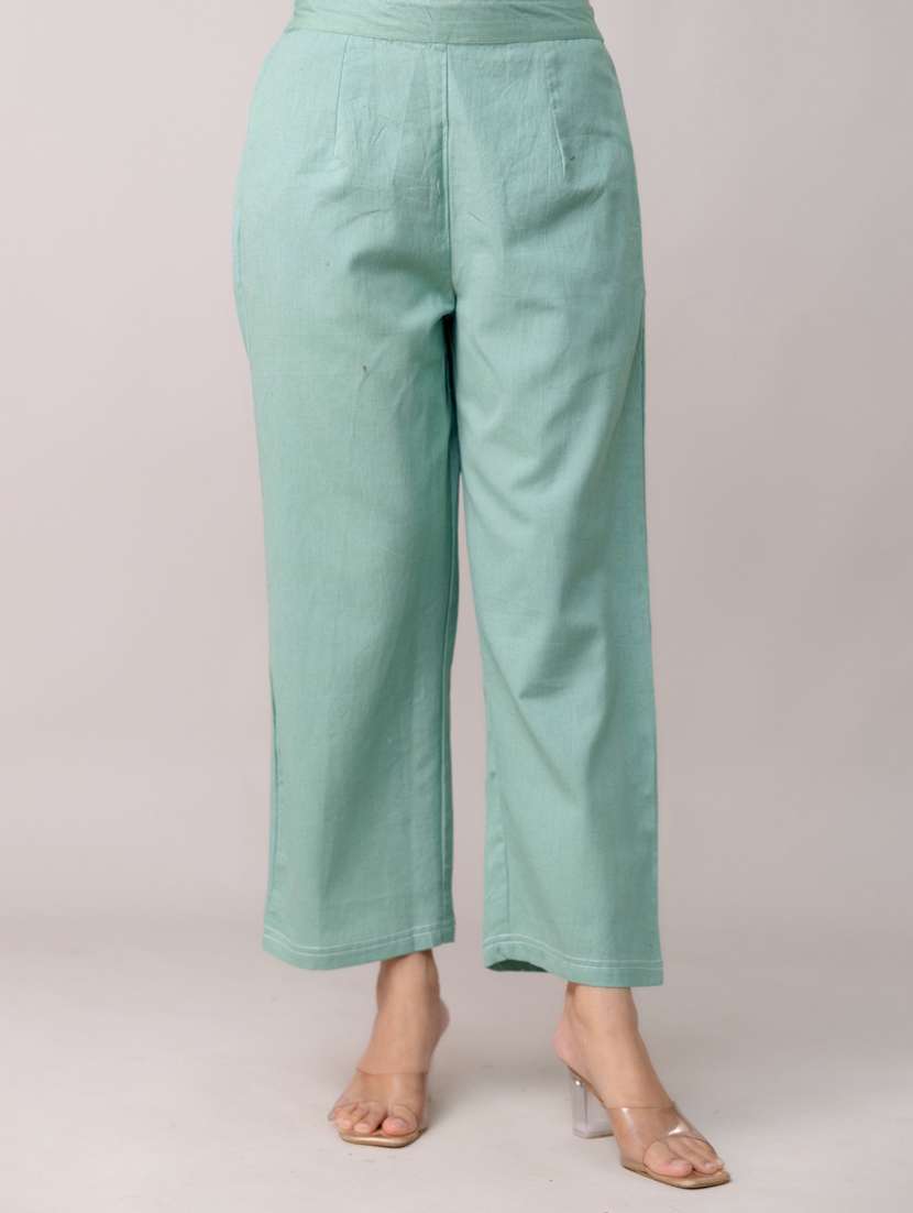 women solid mid rise straight trouser - 22147237 -  Standard Image - 1