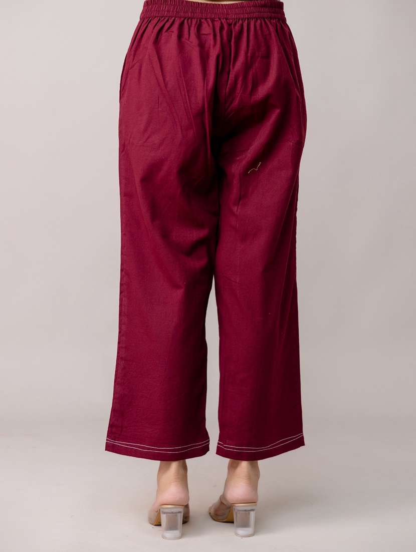 women solid mid rise straight trouser - 22147238 -  Standard Image - 4