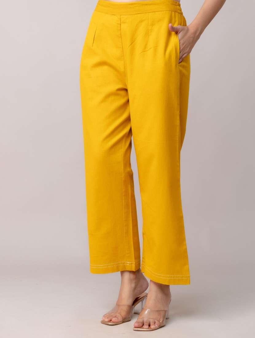 women solid mid rise straight trouser - 22147239 -  Standard Image - 1