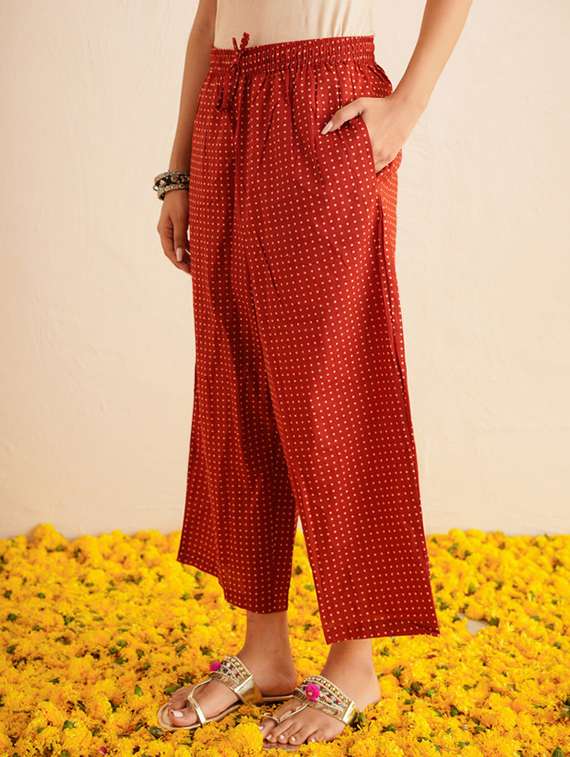 women polka dot three quarter sleeve kurta palazzo set - 22147255 -  Standard Image - 4