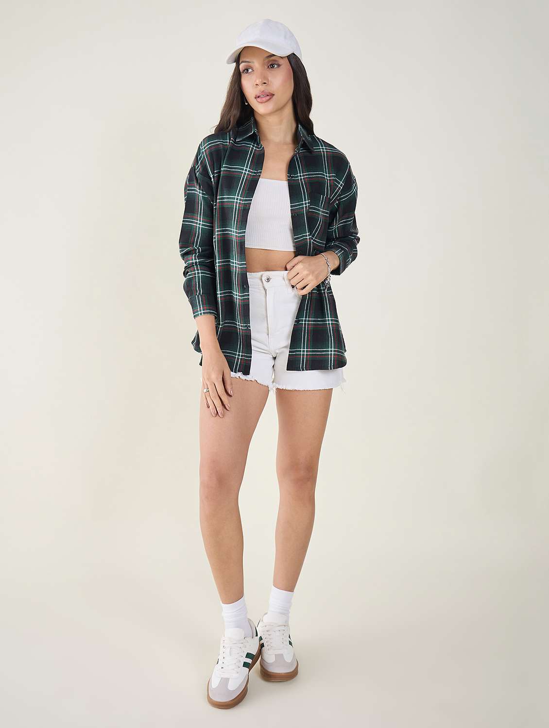 women checkered long sleeve oversized shirt - 22147433 - Standard Image - 4