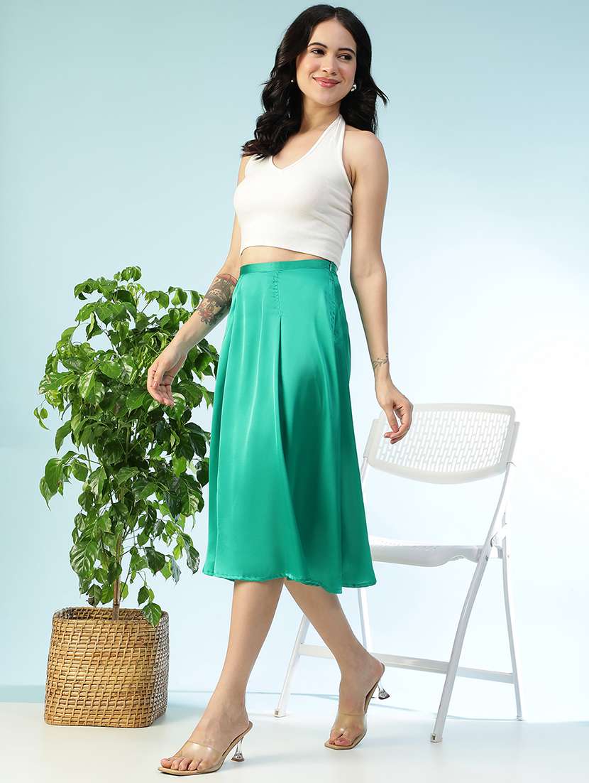 women solid mid rise flared skirt - 22147441 -  Standard Image - 1
