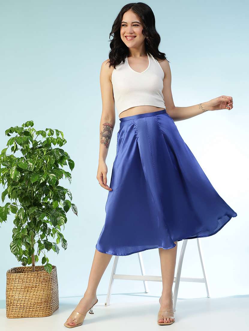 women solid mid rise flared skirt - 22147442 -  Standard Image - 1