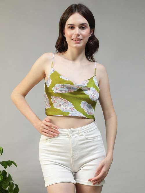 women printed shoulder strap crop top - 22147488 -  Standard Image - 0