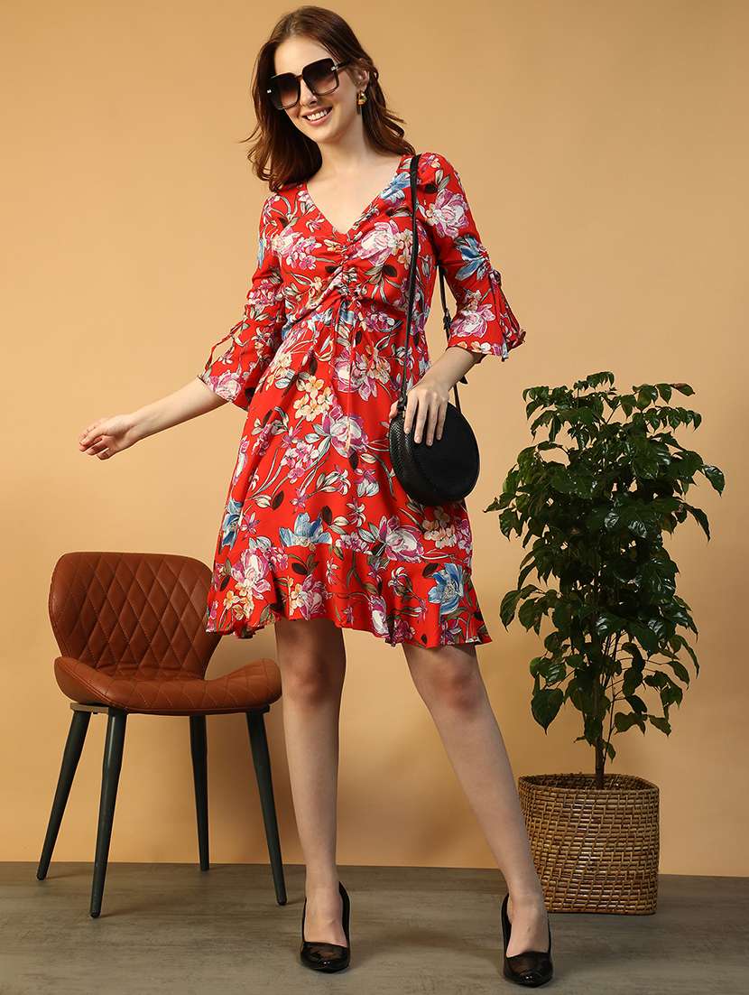 women floral print bell sleeve a-line dress - 22147501 -  Standard Image - 4