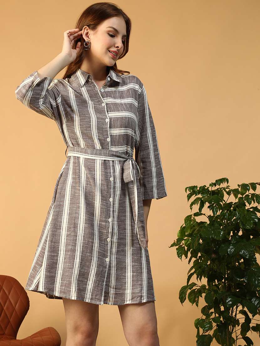women striped collared shirt dress - 22147503 -  Standard Image - 1