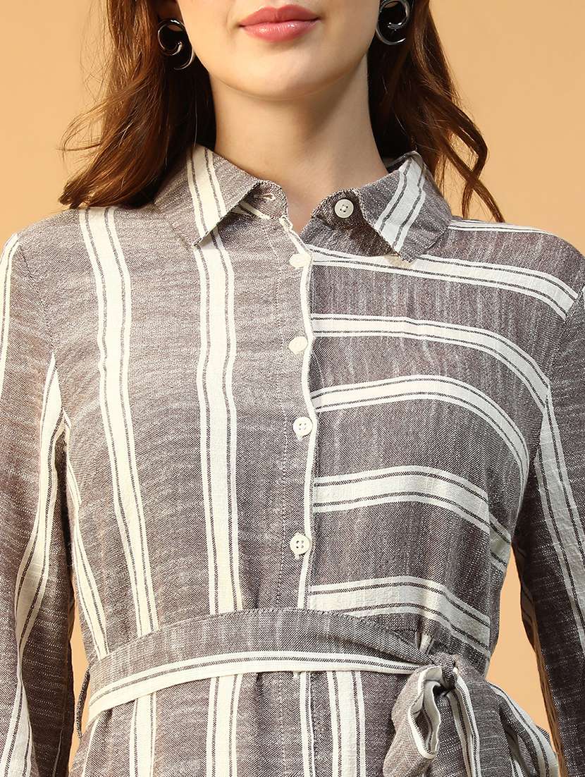 women striped collared shirt dress - 22147503 -  Standard Image - 4