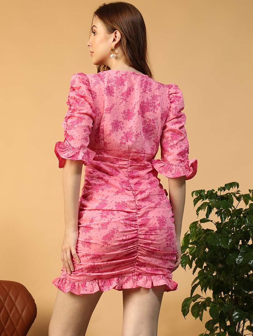 women printed puff sleeve bodycon dress - 22147505 -  Standard Image - 4