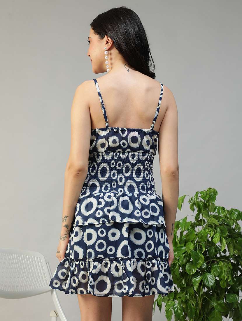 women printed shoulder strap layered dress - 22147506 -  Standard Image - 4